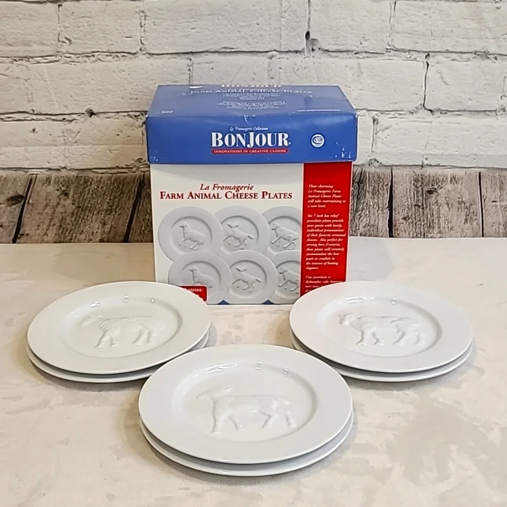 Bonjour La Fromagerie Porcelain Animal Cheese/Appetizer Plates - NIB/NWT
